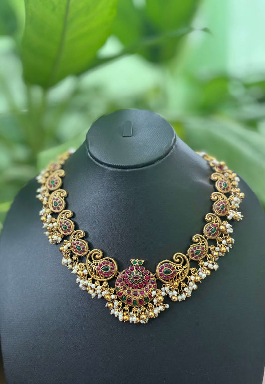Traditional South Indian Temple Jewelry with Jhumkas