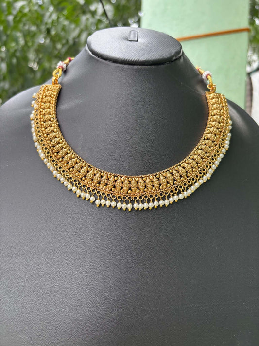 Rajakumari Pearl Antique Jewellery Set – Royal Traditional Bridal Wear