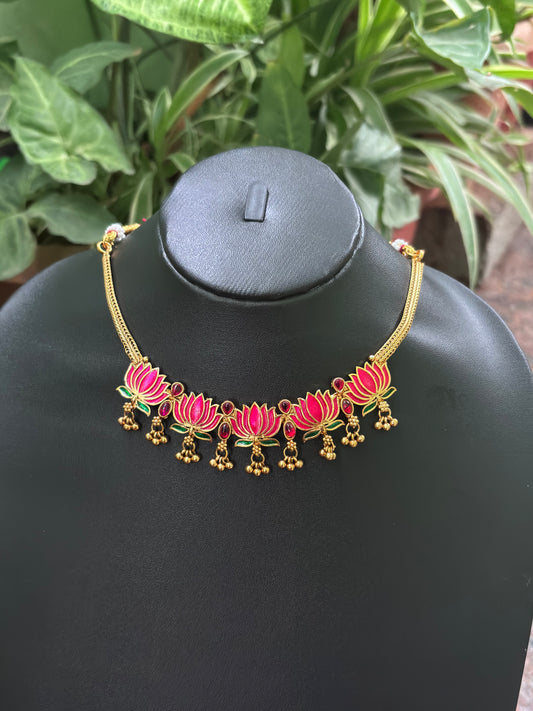 Lotus Glow Enamel Choker Set