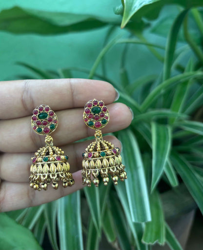 Handcrafted Bridal Necklace with Red and Green Kemp Stones