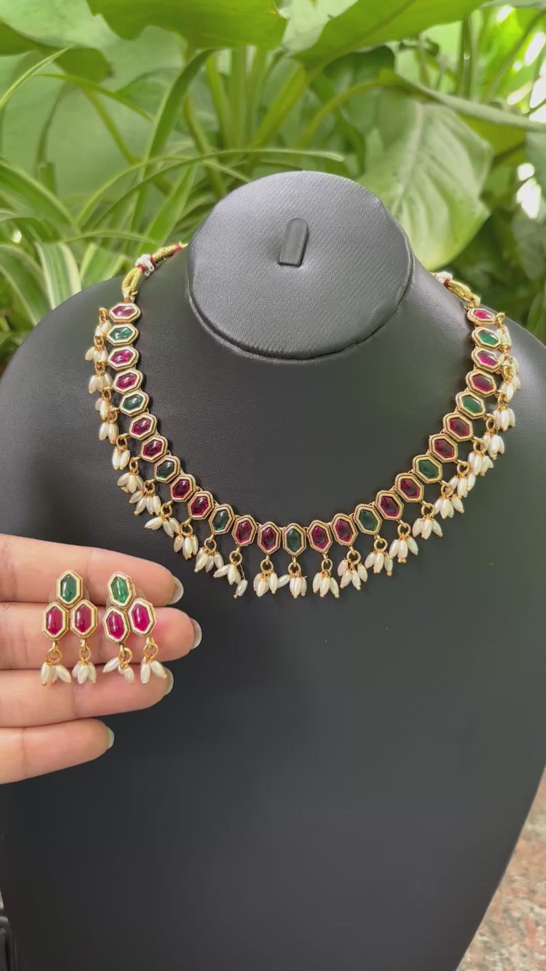 Kundan Choker Necklace with Pearl Drops